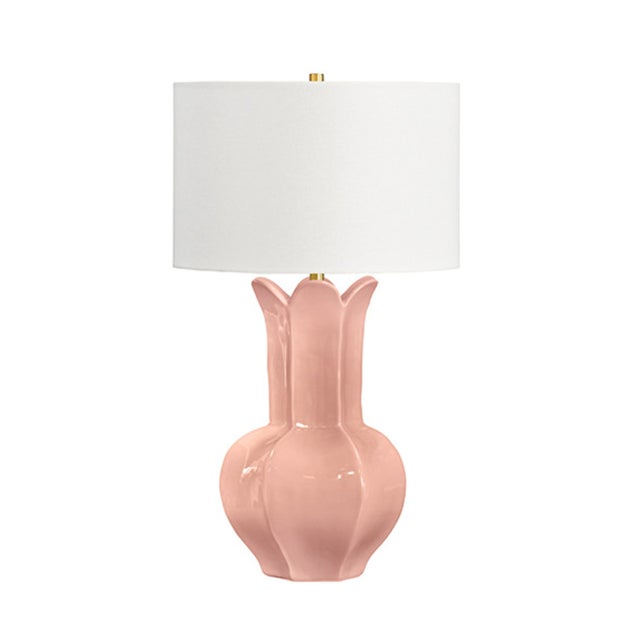 Bring warmth and elegance to any room with the Lyla Pink Glaze Ceramic Table Lamp. This charming piece features a hand-...
