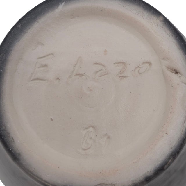 Eduardo Lazo Signed Naked Raku Vase—Studio Ceramic Technique Vessel 12” For Sale - Image 9 of 9