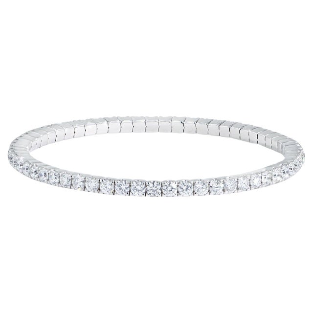10 Pointer Each 5.5 Ct Eternity 18 Kt Gold & Diamond Stretchable Bangle, Italy For Sale - Image 18 of 18