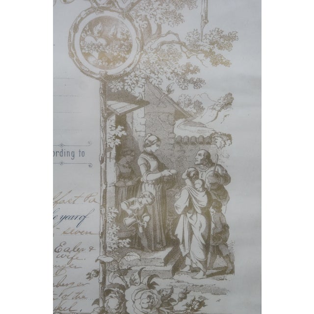 1897 Antique Pa German Fraktur Marriage Wedding Certificate 24" For Sale - Image 12 of 16