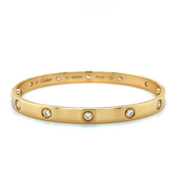 Metal Cartier, Love Diamond Classic Model Bangle Bracelet For Sale - Image 7 of 8