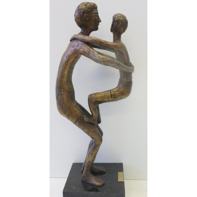 1990s Ted Haber Father and Son 23 In. Bronze For Sale - Image 5 of 5