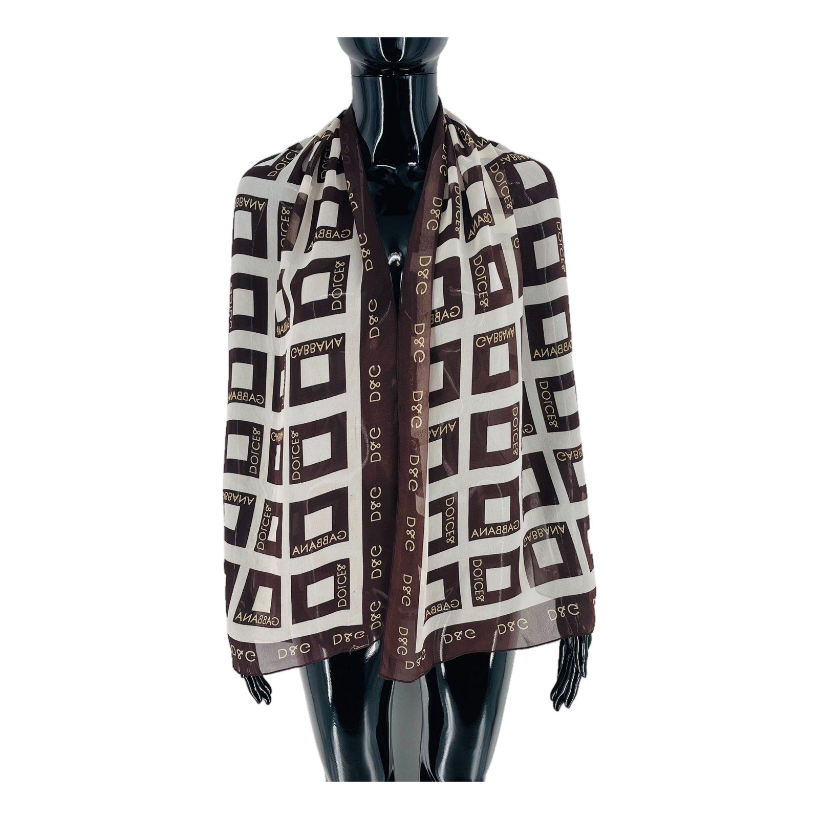 Dolce&Gabbana Brown Printed 100% Silk Scarf | Chairish