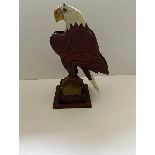 American Eagle Wood Folk Art Statue For Sale - Image 9 of 12
