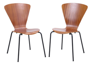 Mid-Century Teak Plywood Chairs, Set of 2
