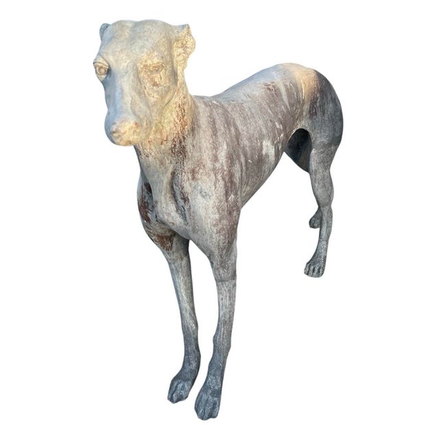 1990s Vintage Cast Lead Greyhound / Whippet Garden Statue For Sale - Image 5 of 12