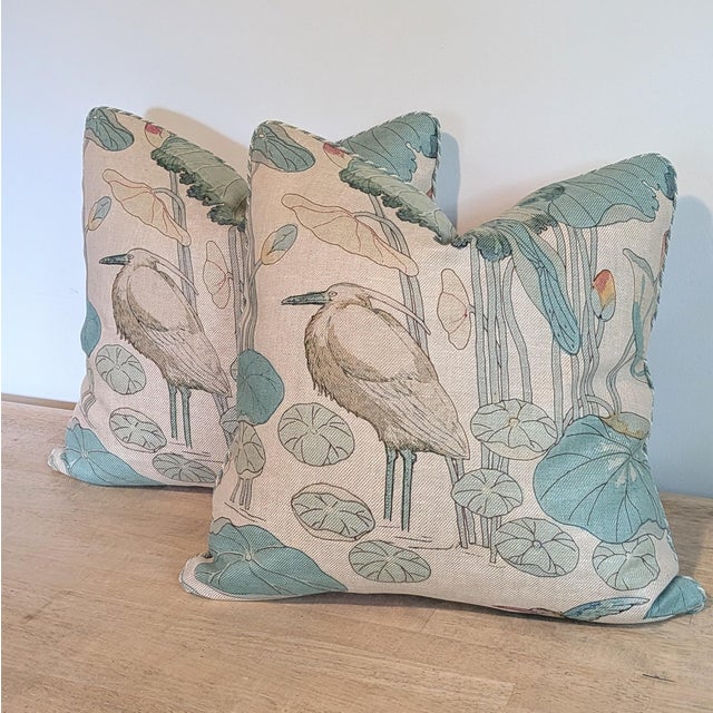 Lee Jofa Nympheus Twill PIllows in Pink/Teal is a hand block print in 100% heavyweight linen. Double sided, with Samuel &...