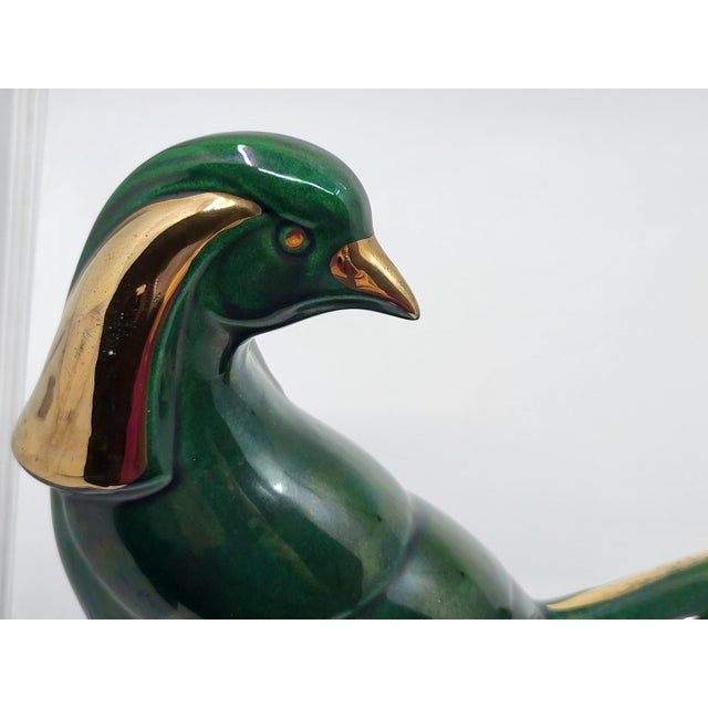 Lemanceau Charles, Sculpture Royal Pheasant by Charles Lemanceau for the Saint Clément Factory (C. 1930), 1920s, Ceramic & Enamel & Gold Leaf For Sale - Image 6 of 18