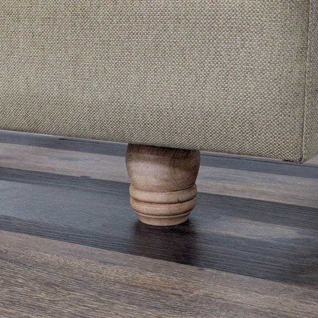 2020s Crate & Barrel Tate Beige Upholstered Bed Frame With Tufted Headboard For Sale - Image 5 of 7