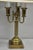 Vintage French Country Tole Metal Shade Brass Column Candelabra Table Lamps Pair For Sale - Image 4 of 16