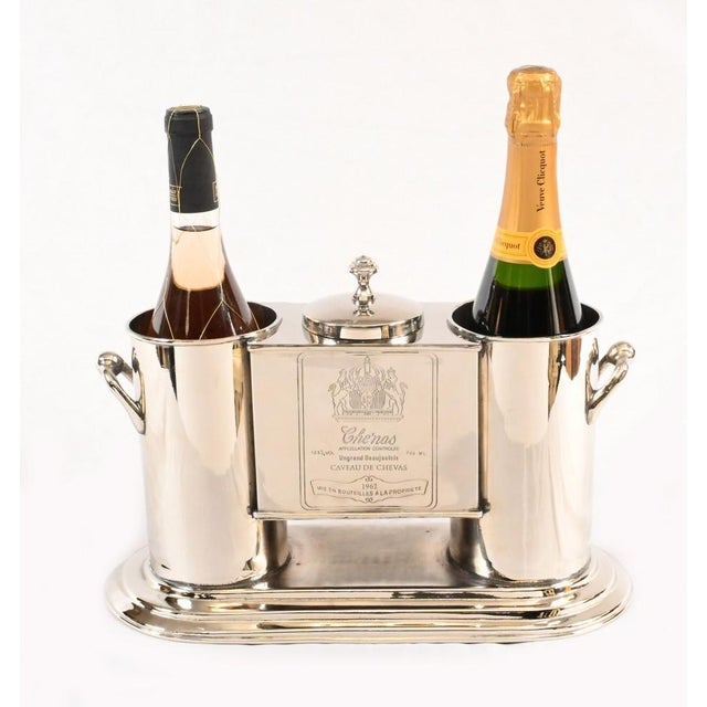 Stunning French silver plate wine/champagne cooler. Great for any party, and you can pour ice into the piece via the top....