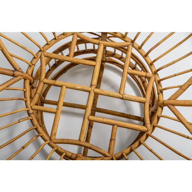 Mid Century Bamboo Rattan Center Table, Original Smoked Glass Top For Sale - Image 9 of 10