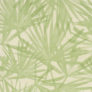 Schumacher Sunlit Palm Sisal Wallpaper In Pistachio For Sale