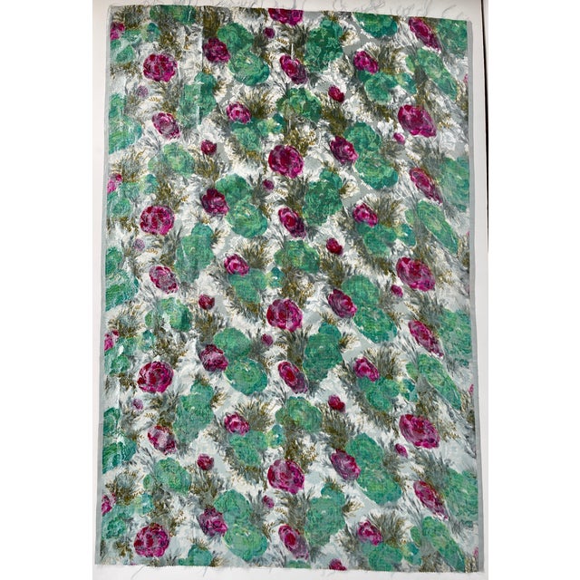 French French Warp Printed Floral Jacquard Silver-Metallic Fabric - For Sale - Image 3 of 4