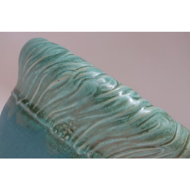 Large Vintage Matte Teal and Green Glazed Ceramic Planter Vase by Deanna Nichols For Sale - Image 10 of 18