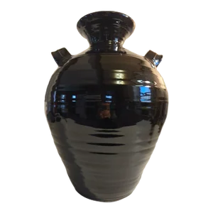 Late 20th Century Simon Pearce Belmont Black or Brown Vase Urn