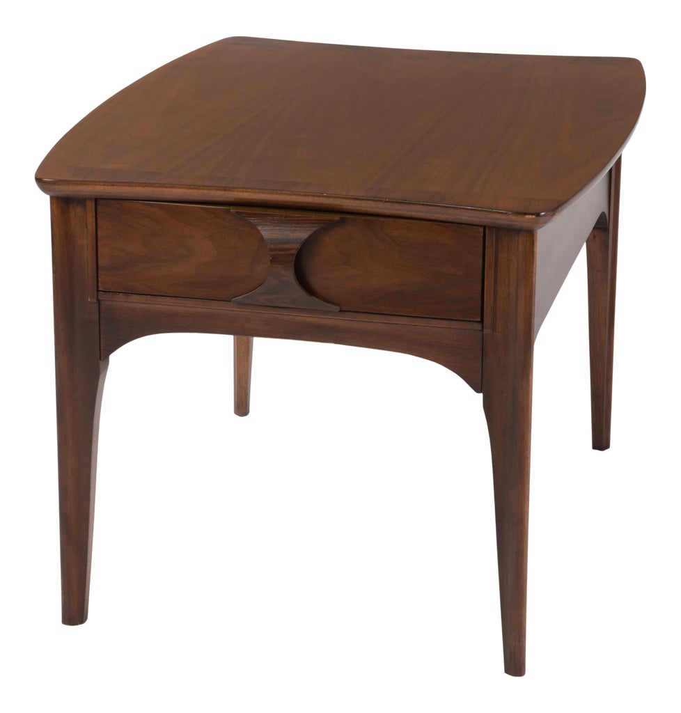 Kent Coffey Perspecta Walnut Rosewood Boat Shaped End Table | Chairish