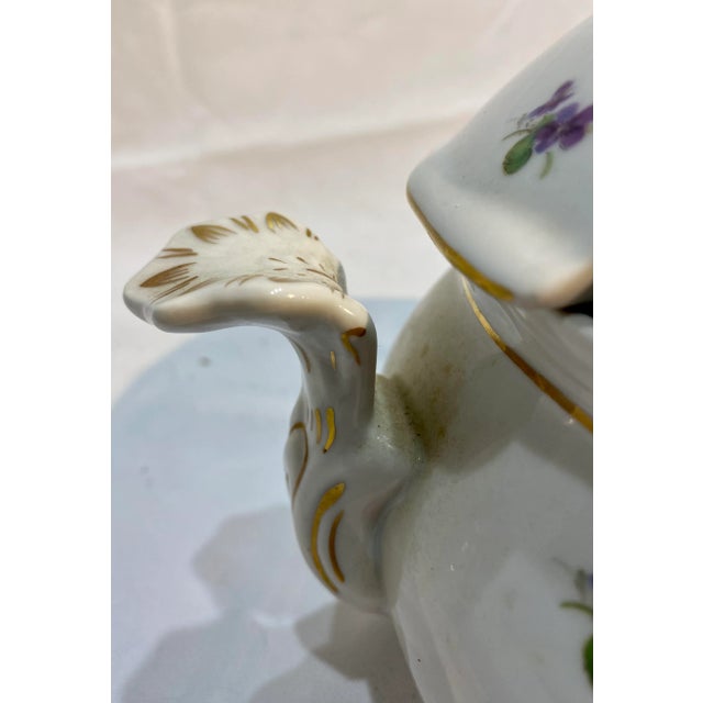 Vintage Porcelain Soup Tureen From Karlsbader Streuer Decorated With Delicate Floral Pattern - Made in Czechoslovakia For Sale In Dallas - Image 6 of 13