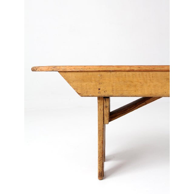 Farmhouse Antique Primitive Farmhouse Bench For Sale - Image 3 of 18