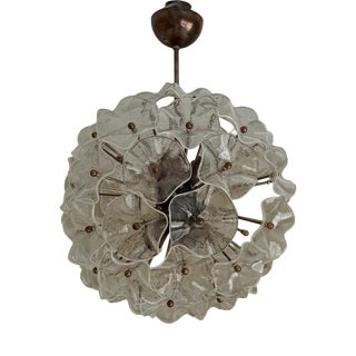 Italian Murano Glass Ball Chandelier with Floral Formed Prisms For Sale