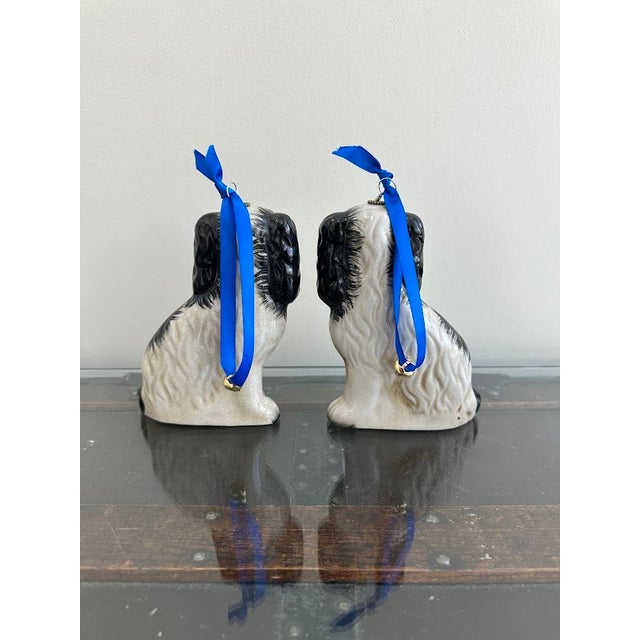 Ceramic Pair of Vintage Staffordshire Style Dog Ornaments For Sale - Image 7 of 7