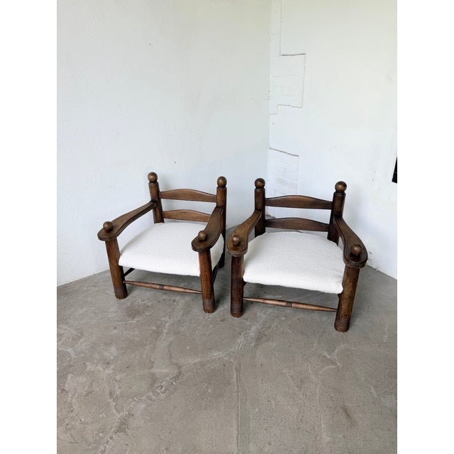 Lounge Chairs in Oak by Dudouyt, 1950s, Set of 2 For Sale - Image 15 of 18