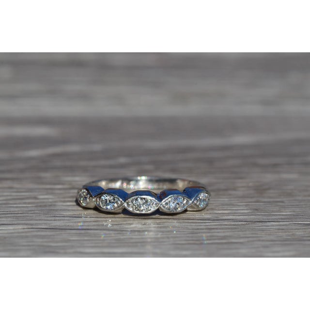 Metal The Walnut Creek: Antique Platinum Stackable Band Set with Diamonds For Sale - Image 7 of 10