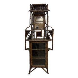 Aesthetic Movement Antique Faux Tortoise Bamboo Etagere For Sale