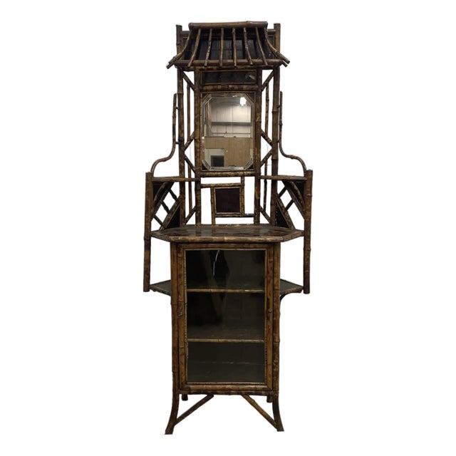 Aesthetic Movement Antique Faux Tortoise Bamboo Etagere For Sale