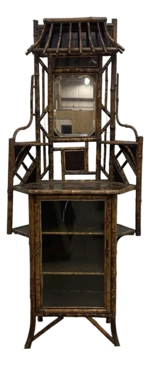 Aesthetic Movement Antique Faux Tortoise Bamboo Etagere