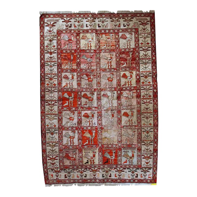 1960s Handmade Persian Sumak Silk Kilim Rug For Sale