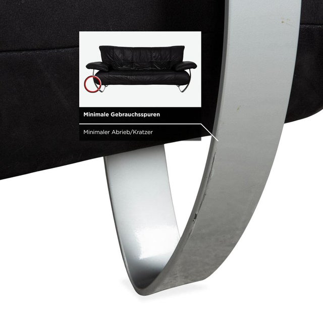 Black Black Leather 2-Seater Sofa from Musterring For Sale - Image 8 of 14