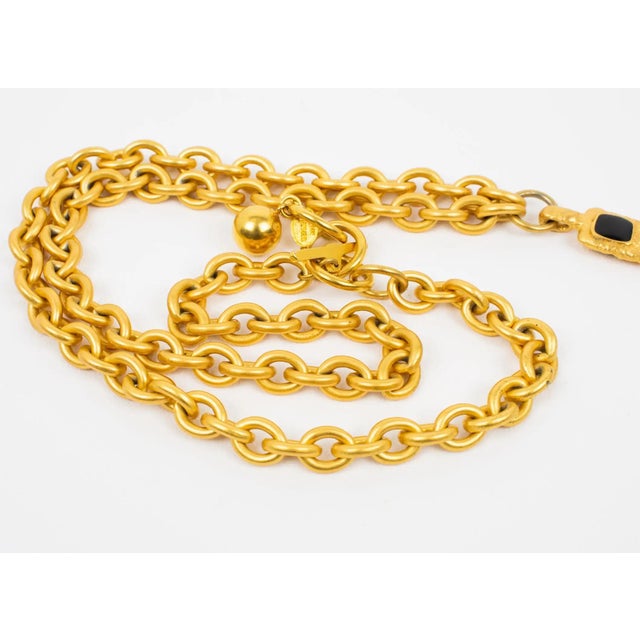 Jean Louis Scherrer Paris Gilded Metal and Black Enamel Cross Pendant Necklace For Sale - Image 10 of 11