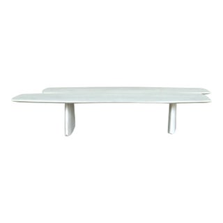 Thomas Pheasant Baker / McGuire White Marble Cocktail Table For Sale