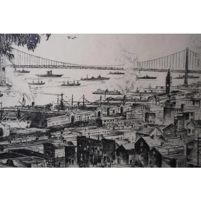 Illustration Alec Stern (1904-1994) Wartime in San Francisco - Etching 1943 - Signed For Sale - Image 3 of 7