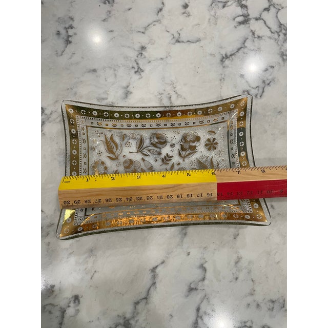 1950s Mid-Century Modern Georges Briard Pebbled, Rectangular Dish With Gilded Persian Garden Motif For Sale - Image 10 of 10