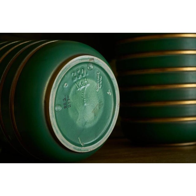 Art Deco Green and Gilt Vases from Villeroy & Boch, Luxembourg 1930s, Set of 2 For Sale - Image 9 of 10