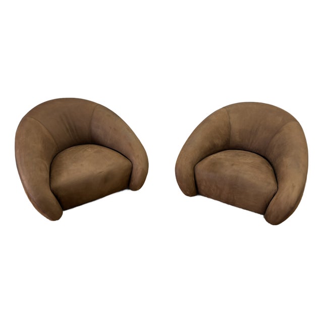 Rh Reyna Leather Swivel Chairs (Set of 2) For Sale