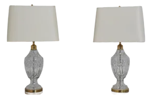 1980s Waterford Brass and Crystal Lamps - a Pair