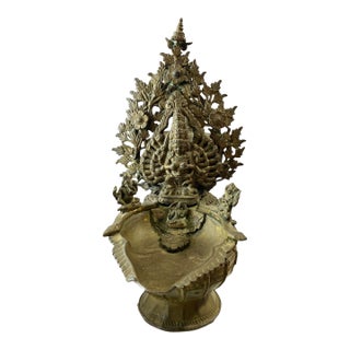 Rare 19th Nepalese Bronze Ritual Vessel W/Dieties For Sale