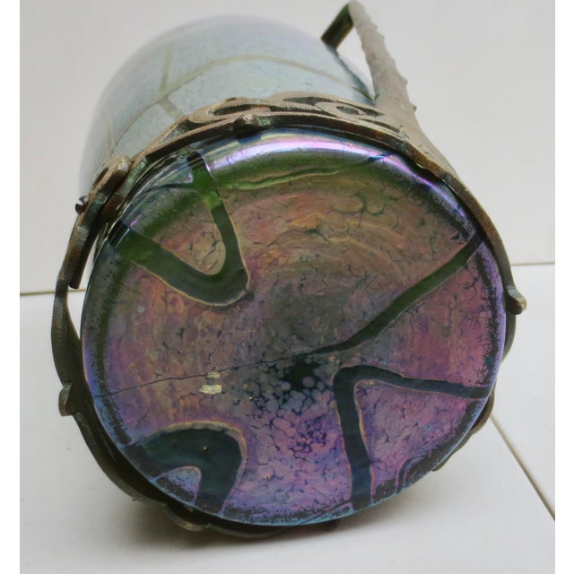 1900 - 1909 Loetz Bronze Mounted Iridescent Vase Circa 1900 For Sale - Image 5 of 7