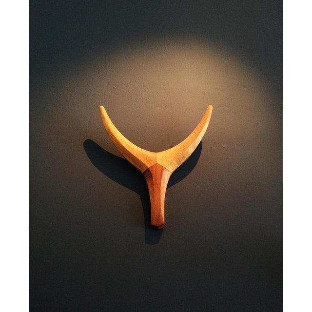 Art Deco Medium Nguni Head Black Iroko, Animal Head Wall Sculpture, Clear / Natural For Sale - Image 3 of 9