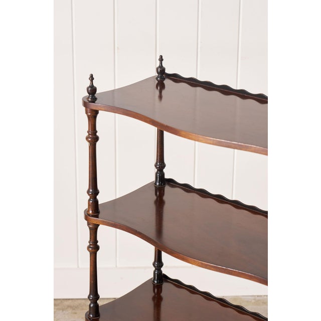 English 19th Century English Mahogany Bookshelf With Serpentine Shelves + Scalloped Back For Sale - Image 3 of 8