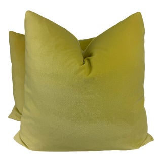 Lemon Velvet 22" Pillows-a Pair For Sale