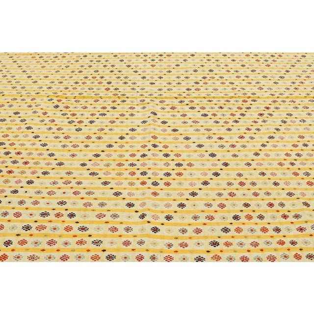 Mid 20th Century Mid 20th Century Yellow Vintage Turkish Kilim Rug For Sale - Image 4 of 7
