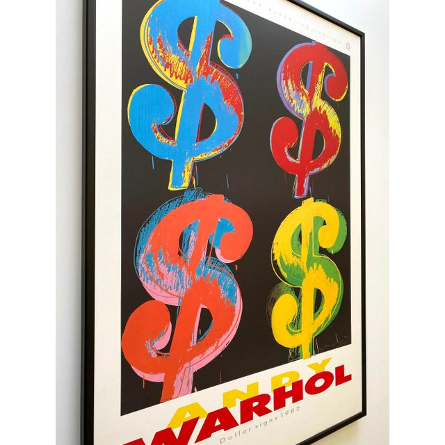 Andy Warhol Estate Vintage 1989 First Edition Lithograph Print Large Framed Pop Art Poster " Dollar Signs ( $4 ) " 1982 For Sale In Kansas City - Image 6 of 12