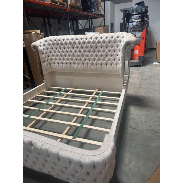 Bridgitte Ivory Mirror Bed by Haute House - King Size For Sale - Image 10 of 12