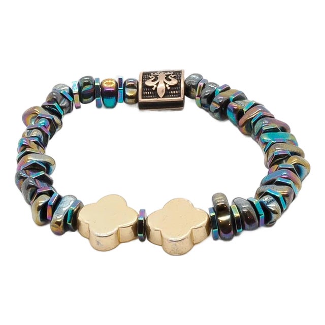 Hematite Floral Bracelet For Sale