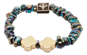 Hematite Floral Bracelet