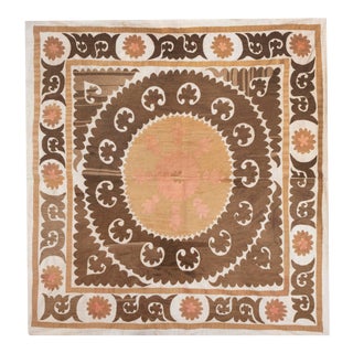 Vintage Brown Suzani Wall Hanging For Sale